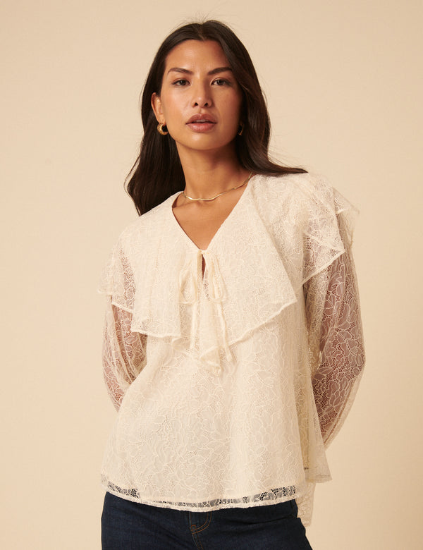 Nobody’s Child White Lace Frill Blouse