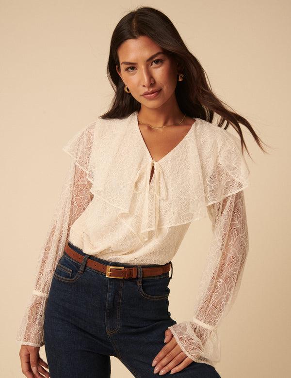 nobody’s child White Lace Frill Blouse