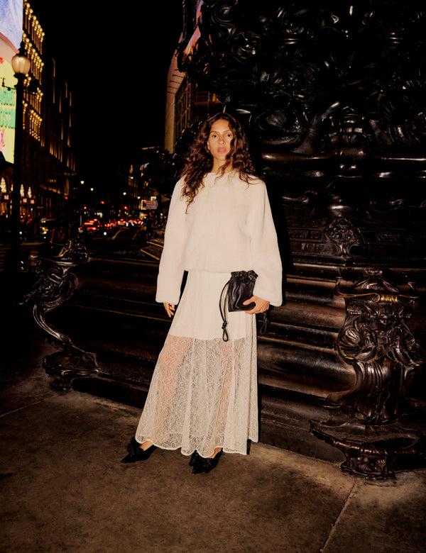 nobody’s child White Lace Midi Skirt