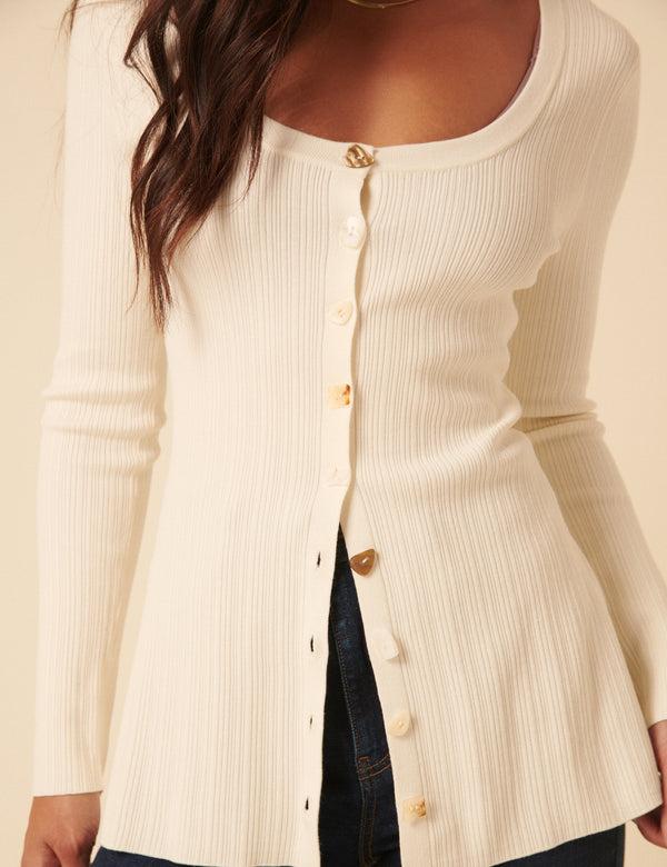 Nobody’s Child White Ribbed Longline Cardigan
