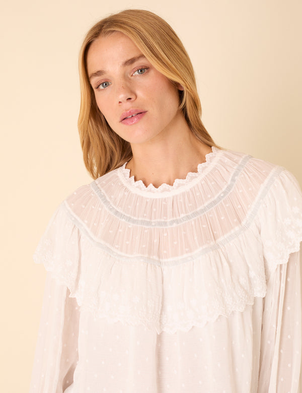 Nobody’s Child White Ruffle Blouse