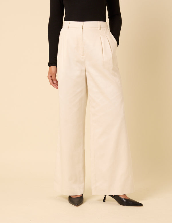 Nobody’s Child White Tailored Wide Leg Trousers