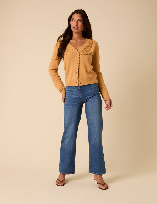 Nobody’s Child Yellow Pointelle Knitted Cardigan