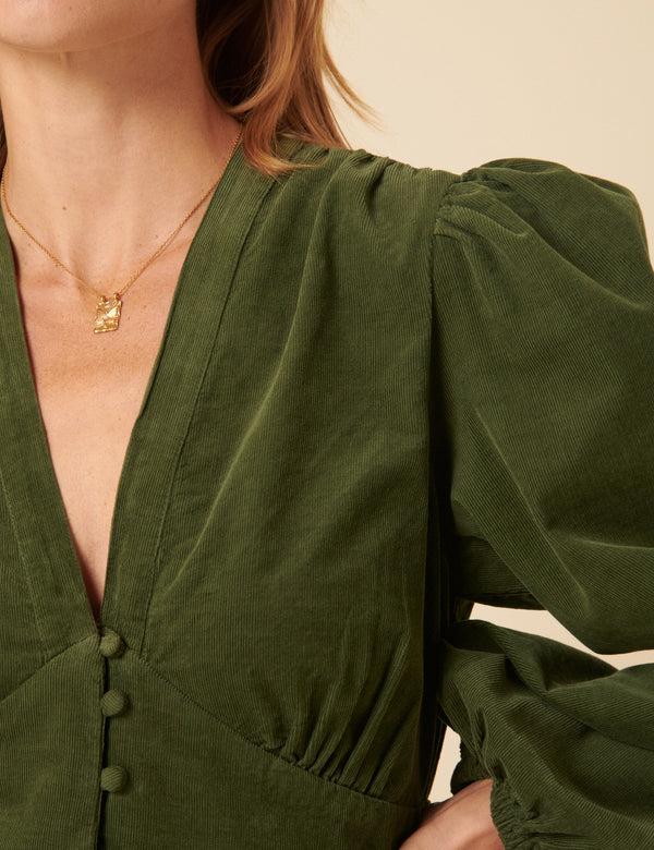 Nobody’s Child Olive Green Cord Starlight Mini Dress