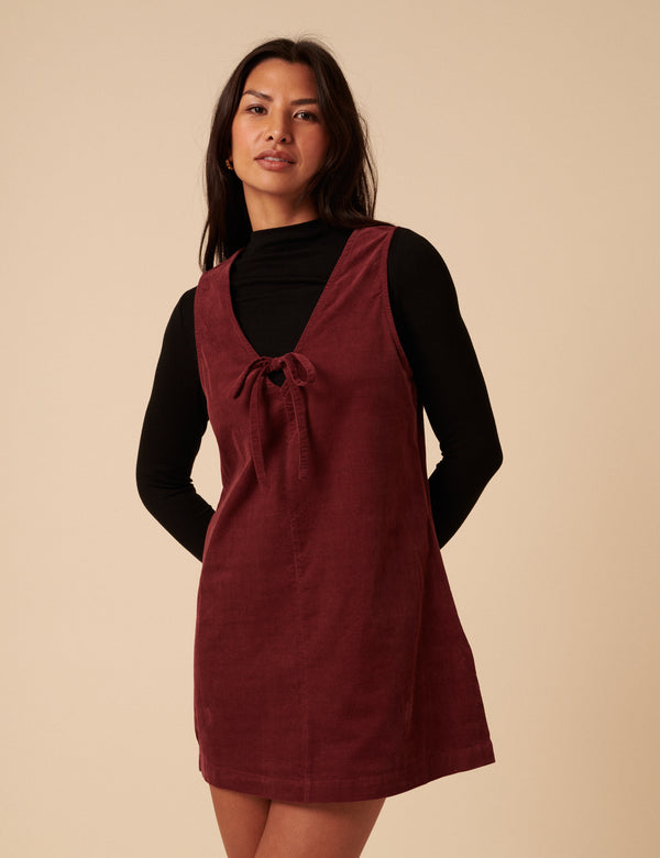 Nobody’s Child Petite Burgundy Nila Pinafore Mini Dress