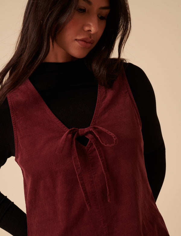 Nobody’s Child Petite Burgundy Nila Pinafore Mini Dress