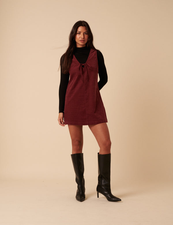 nobody’s child Petite Burgundy Nila Pinafore Mini Dress