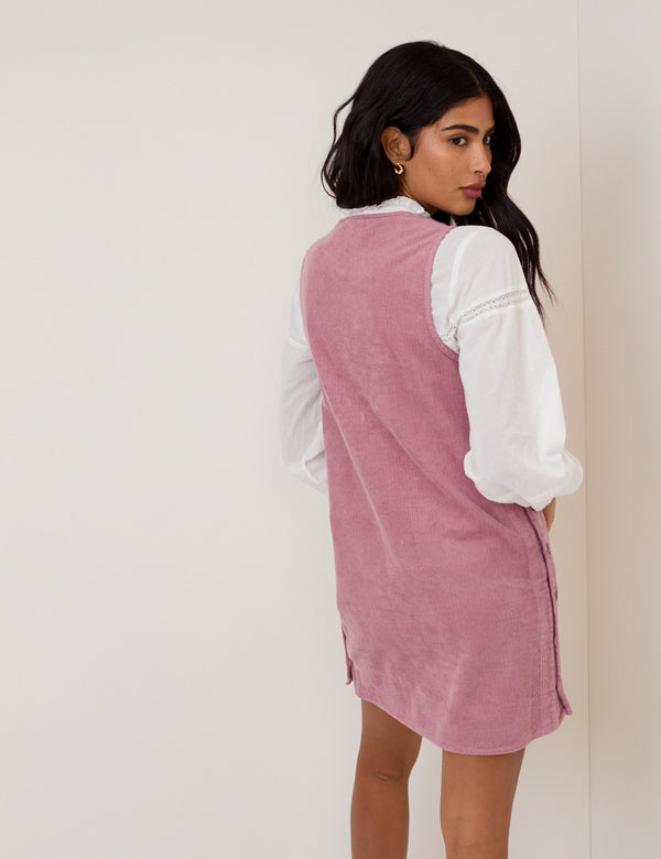 Nobody’s Child Pink Cord Austin Pinafore Mini Dress