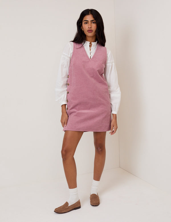 nobody’s child Pink Cord Austin Pinafore Mini Dress