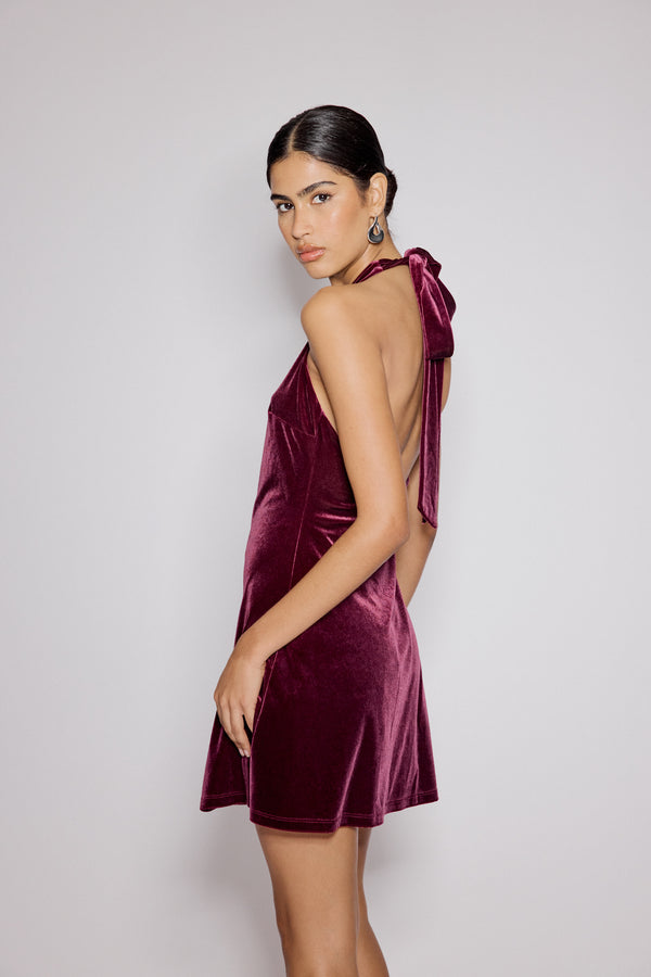 Nobody’s Child Purple Velvet Halter Neck Scorpio Mini Dress