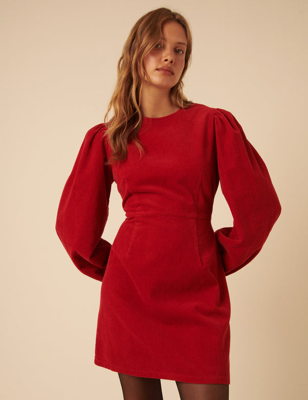 Nobody’s Child Red Cord Balloon Sleeve Peggy Mini Dress