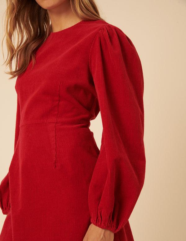 Nobody’s Child Red Cord Balloon Sleeve Peggy Mini Dress
