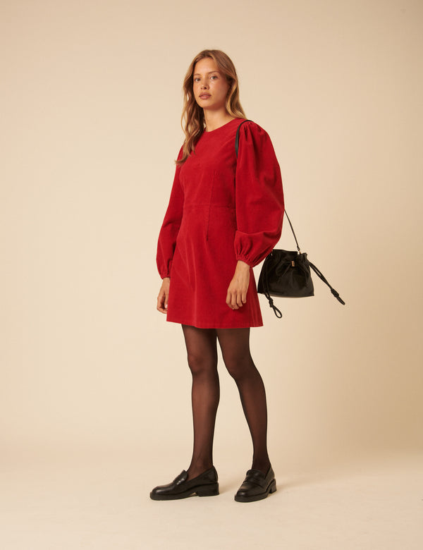 Nobody’s Child Red Cord Balloon Sleeve Peggy Mini Dress