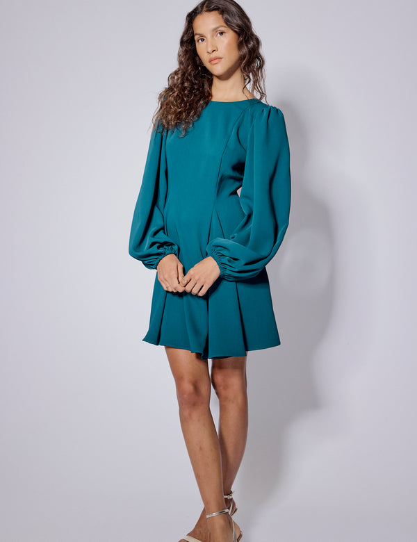 Nobody’s Child Turquoise Balloon Sleeve Ava Mini Dress