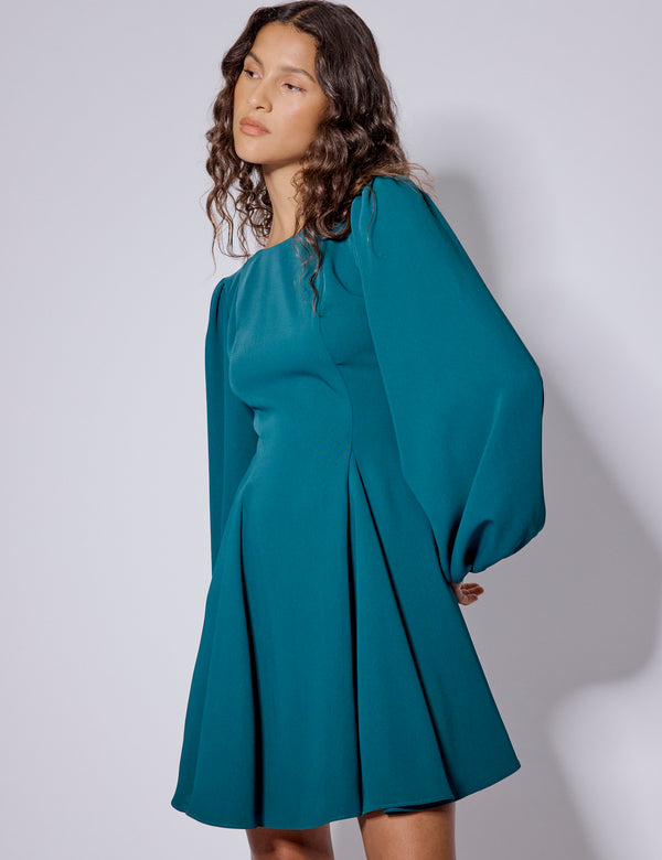 Nobody’s Child Turquoise Balloon Sleeve Ava Mini Dress