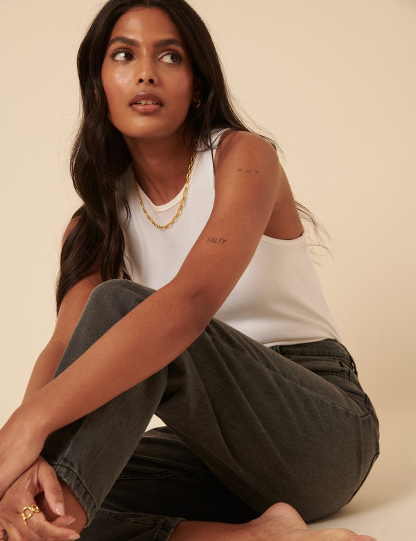 Nobody’s Child Washed Black High Rise Putney Barrel Leg Jeans