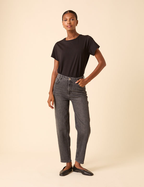 nobody’s child Washed Black Mid Rise Camden Tapered Jeans