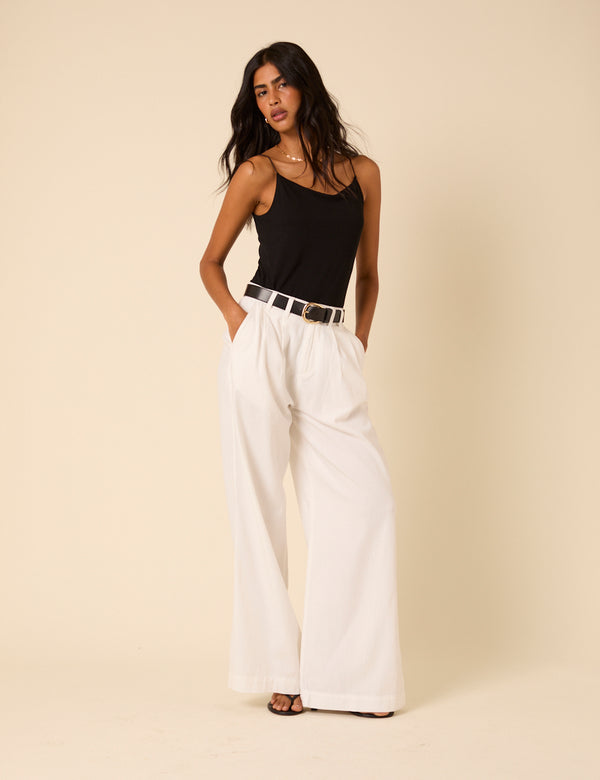 nobody’s child White Double Pleated Wide Leg Ava Trousers