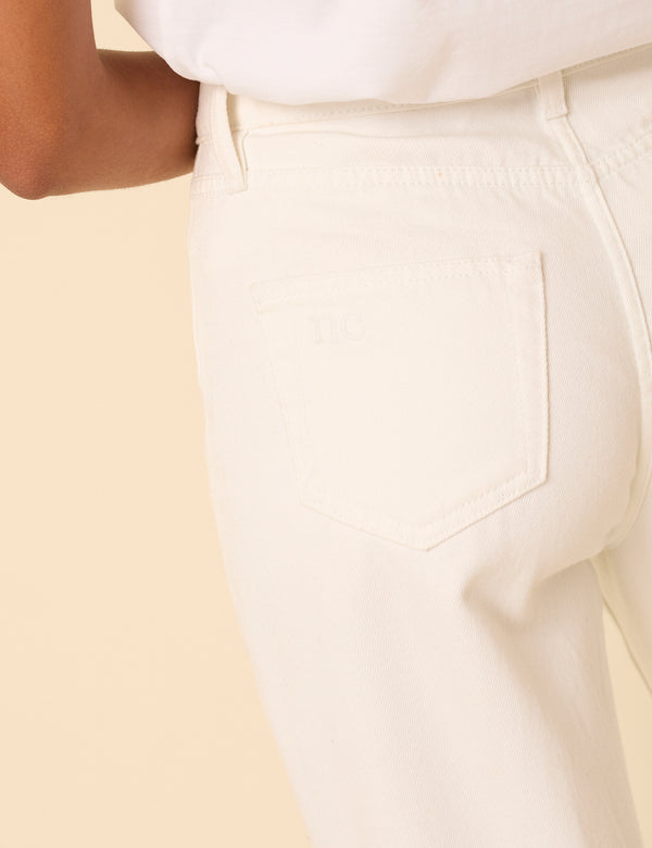 Nobody’s Child White High Rise Putney Barrel Leg Jeans