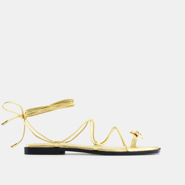 Nodaleto Bulla Isla Flat Lace Up 5 Champagne Metallic Nappa