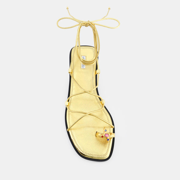 nodaleto Bulla Isla Flat Lace Up 5 Champagne Metallic Nappa