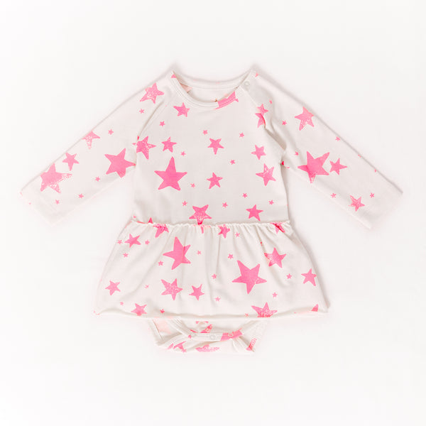 noé & zoë berlin Longsleeve Body with Skirt // neon pink stars
