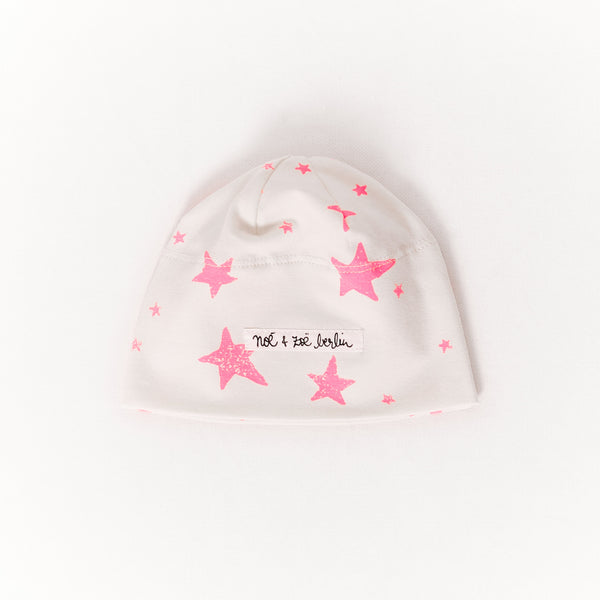noé & zoë berlin Baby Beanie // neon pink stars