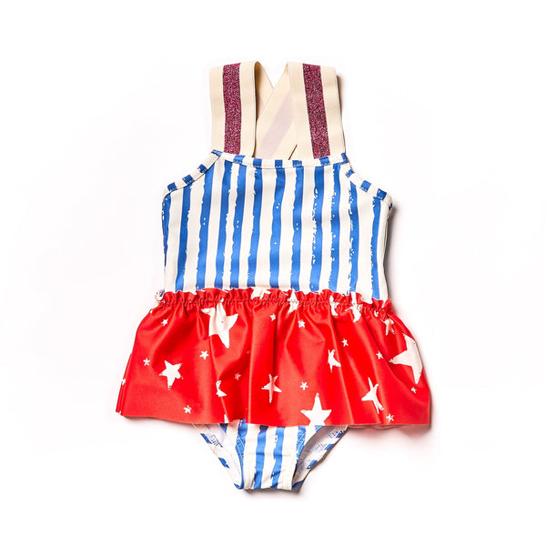 noé & zoë berlin Baby Swim Suit // blue stripes