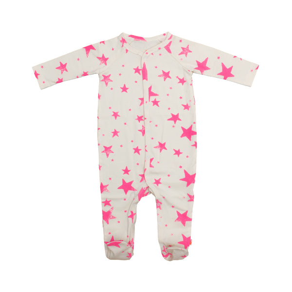 noé & zoë berlin Footie Onesie // neon pink stars