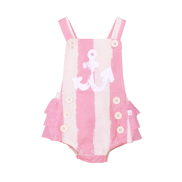 noé & zoë berlin Girls Sailor Romper // rose stripes XL