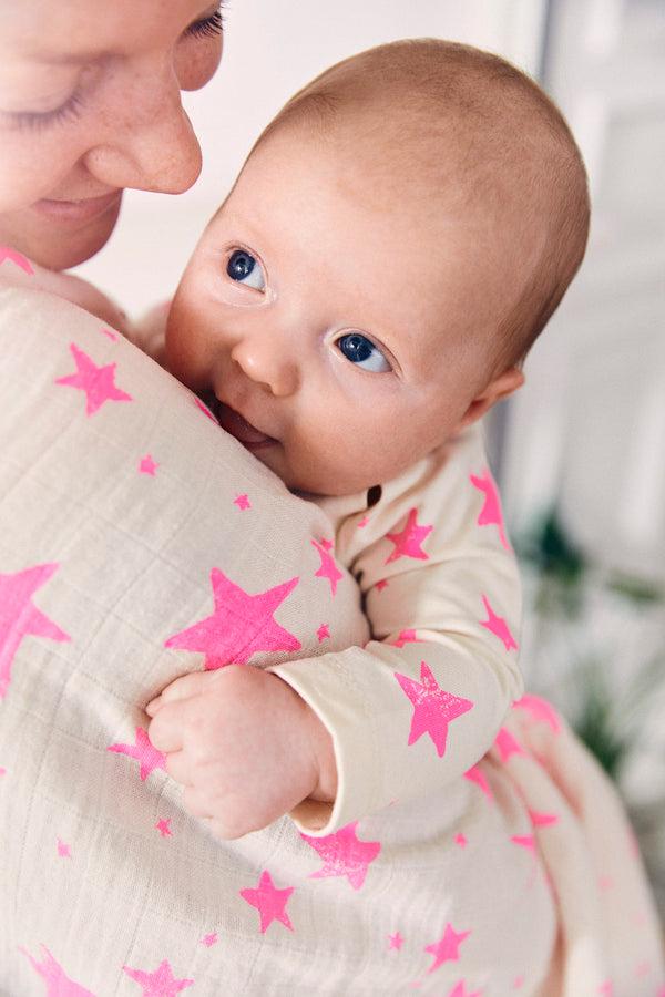 Noé & Zoë Berlin Shortsleeve Body // Neon Pink Stars