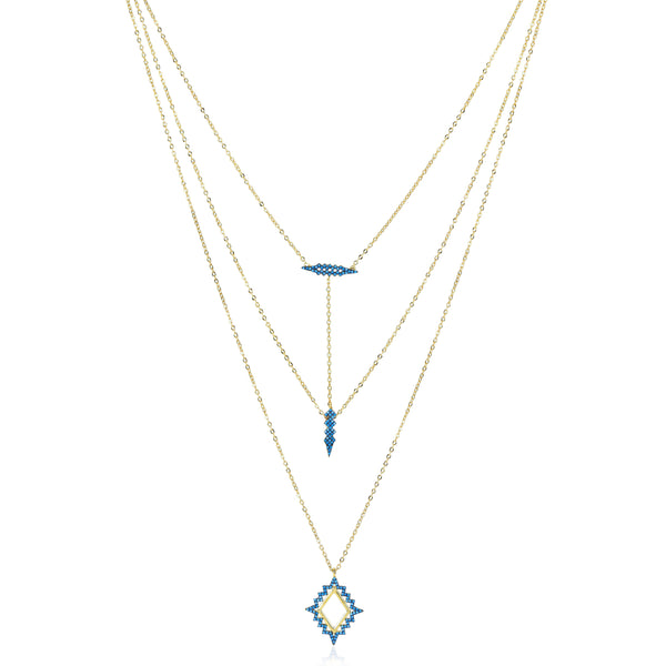 noir jewelry Aurora Layered Necklace Turq/gold Size Os