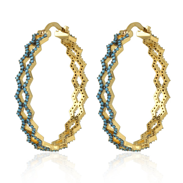 noir jewelry Blue Ridge Medium Hoop Earrings White Opal/gold Size Os