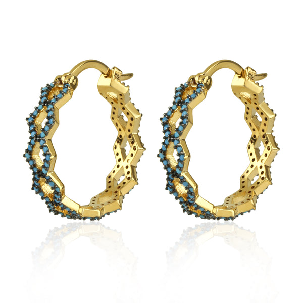 noir jewelry Blue Ridge Small Hoop Earrings White Opal/gold Size Os