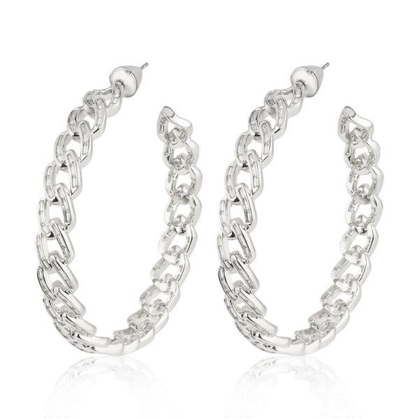 noir jewelry Chain Gang Large Hoop Earrings-Gunmetal