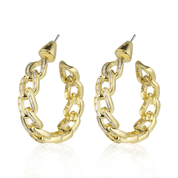 noir jewelry Chain Gang Small Hoop Earrings-Gunmetal