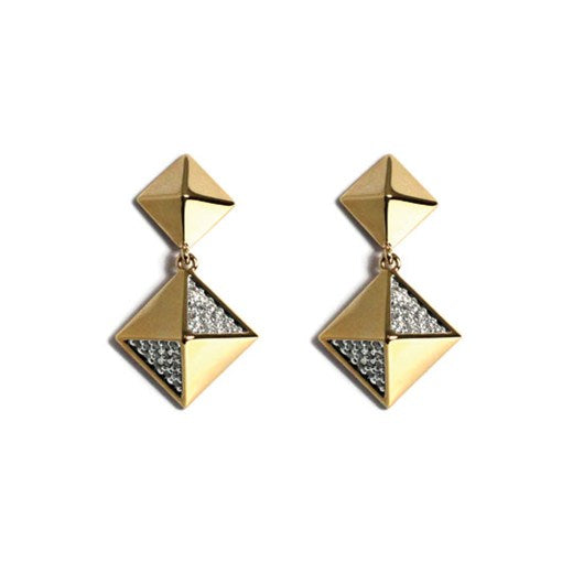 noir jewelry Diamond Pyramid Stud w/ Dangling Pyramid Earring