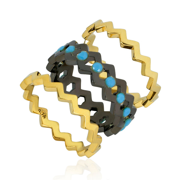 noir jewelry Ice Fall Stackable Rings White Opal/gold Size 8