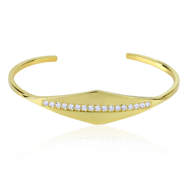 noir jewelry Noir Branded Brass Rhodium Plated Cz Take Caution Cuff