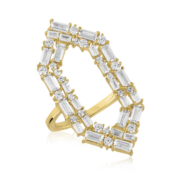 noir jewelry À Facettes Ring-Rhodium-8