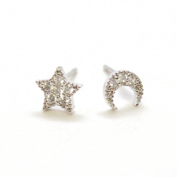 noir jewelry Amanda Star & Moon Set Post Earrings