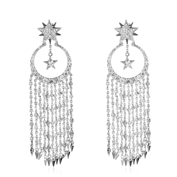 noir jewelry Among the Stars Earrings-Rhodium