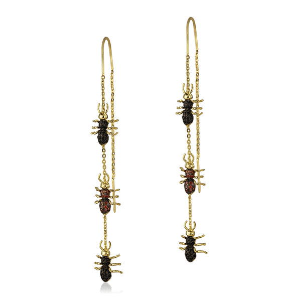 noir jewelry Ants Marching Threader Earrings
