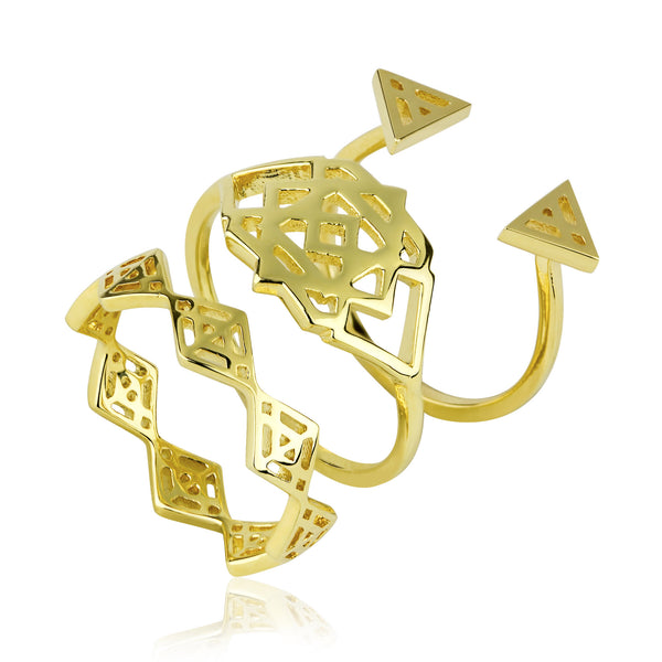 noir jewelry AZTEC RING SET