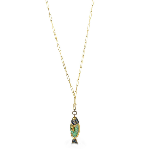 noir jewelry Biscayne Fish Pendant Necklace