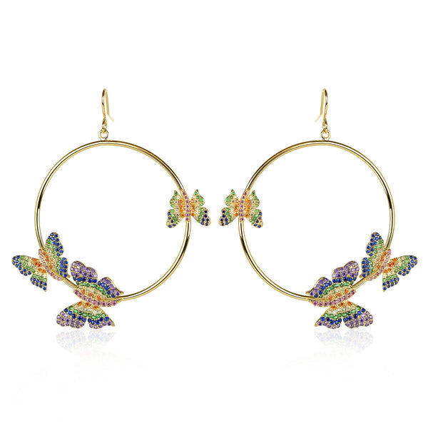 noir jewelry BUTTERFLY HOOP EARRINGS