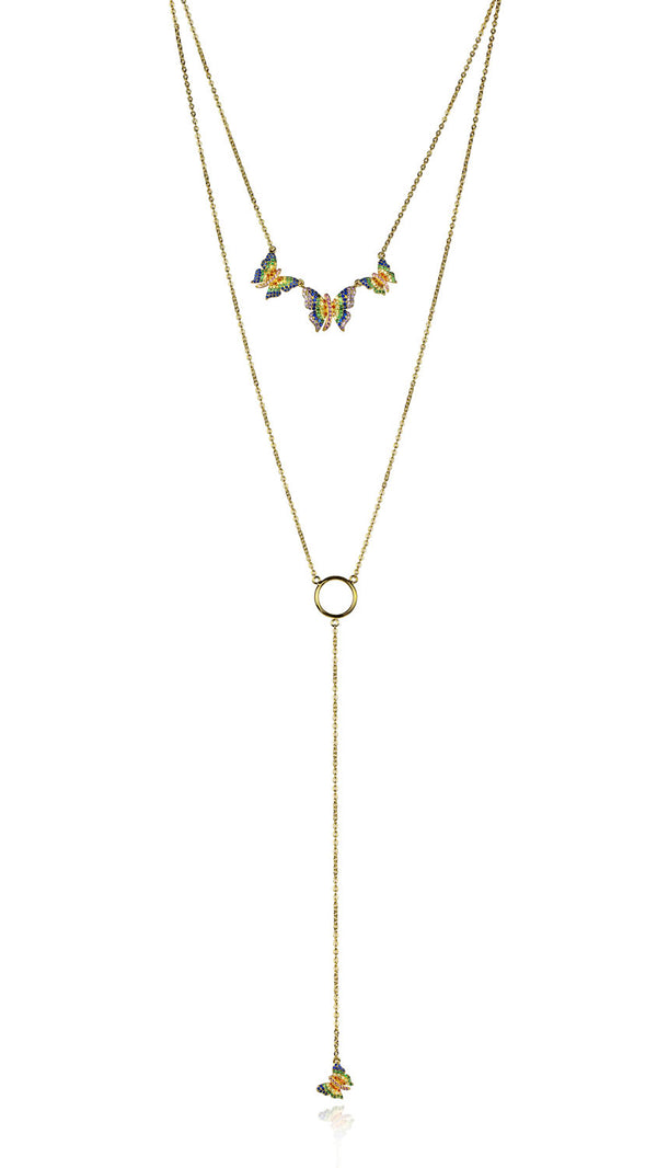 noir jewelry BUTTERFLY HOOP NECKLACE