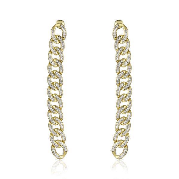 noir jewelry Chain Gang Linear Earrings-Rhodium