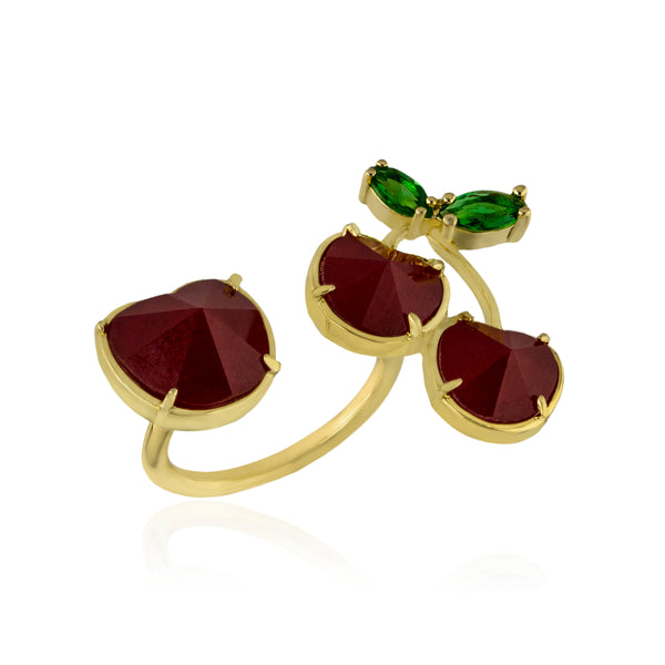 noir jewelry Cherry 2 Finger Ring
