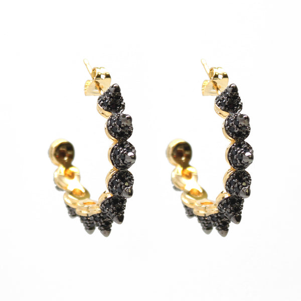 noir jewelry Cone Pave Hoop Earrings